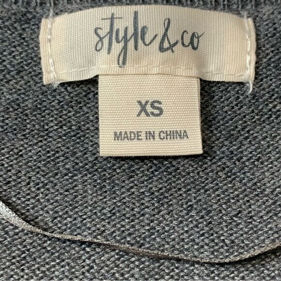 Style & Co. V-neck Side Slit Hi-Lo Sweater Gray in Extra Small - Picture 2 of 6